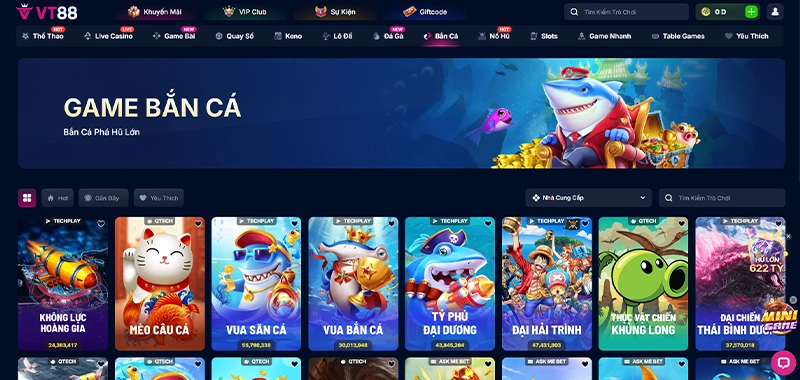 Bắn cá VT88 - Săn mồi sinh vật khủng, vượt màn game dễ dàng
