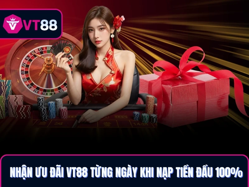 Nhận ưu đãi VT88 từng ngày khi nạp tiền đầu 100%